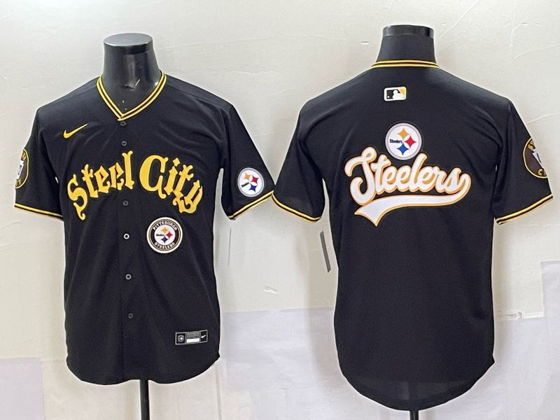 Men 2025 Nike Pittsburgh Steelers Blank Black Limited NFL Jersey style 0052